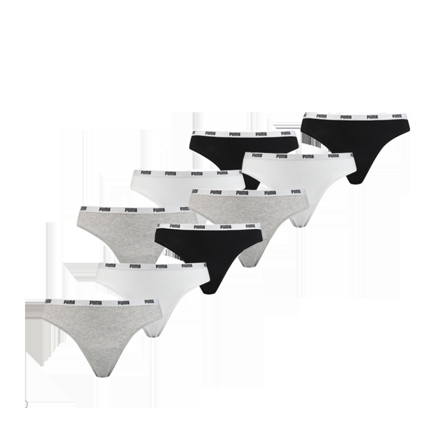 Puma 9-pack dames strings - wit grijs zwart