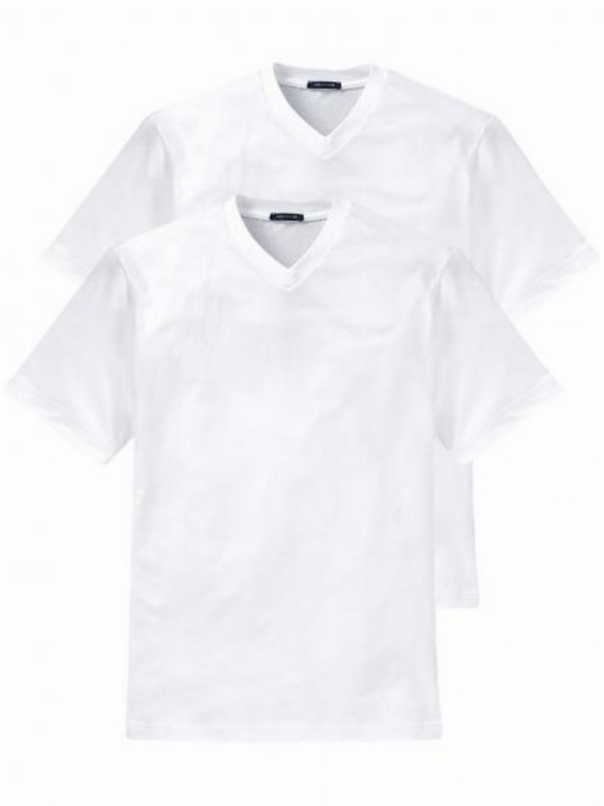 Schiesser 2-pack American T-Shirt V-neck Wit