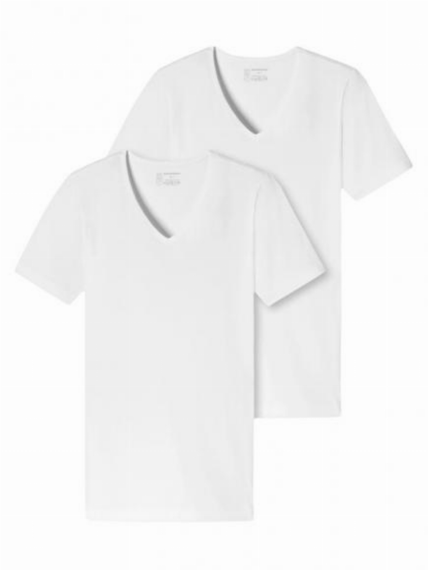 Schiesser 95-5 - T-shirt 1 2 V-neck - 2-pack Wit
