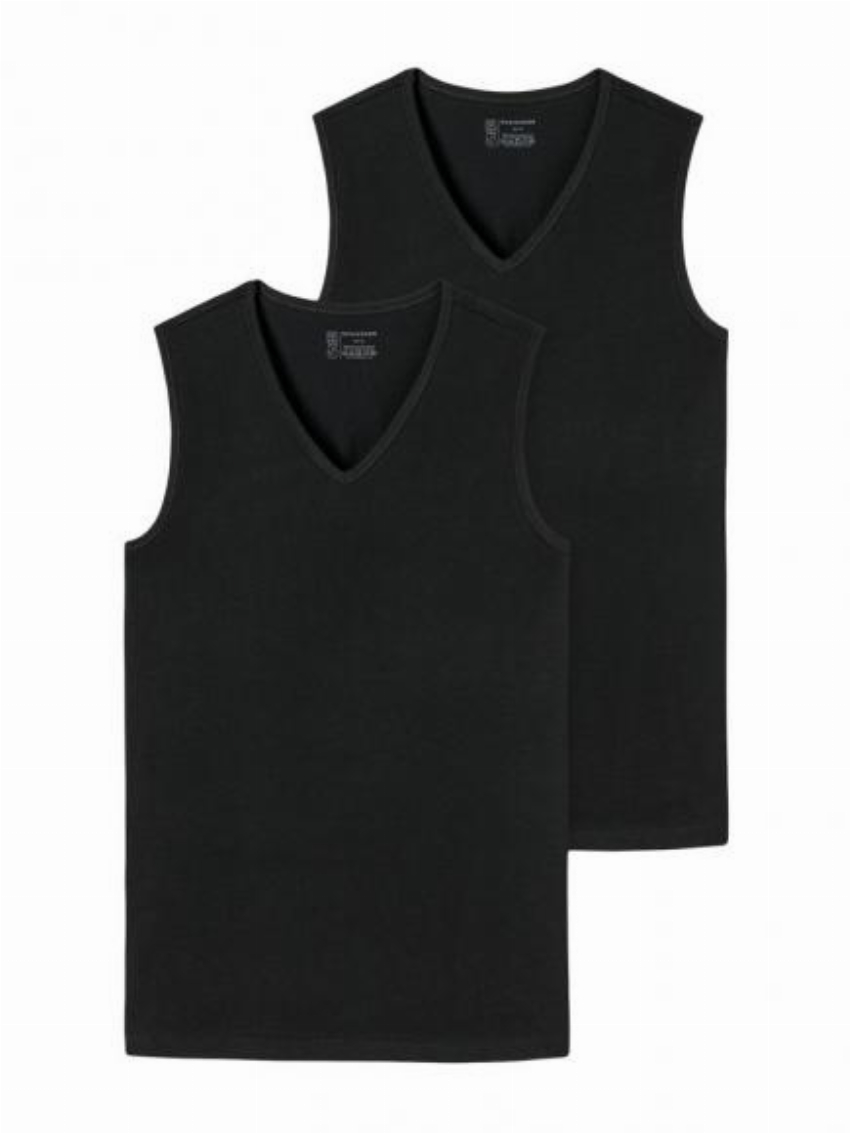 Schiesser 95-5 - Tanktop V-neck - 2-pack Zwart
