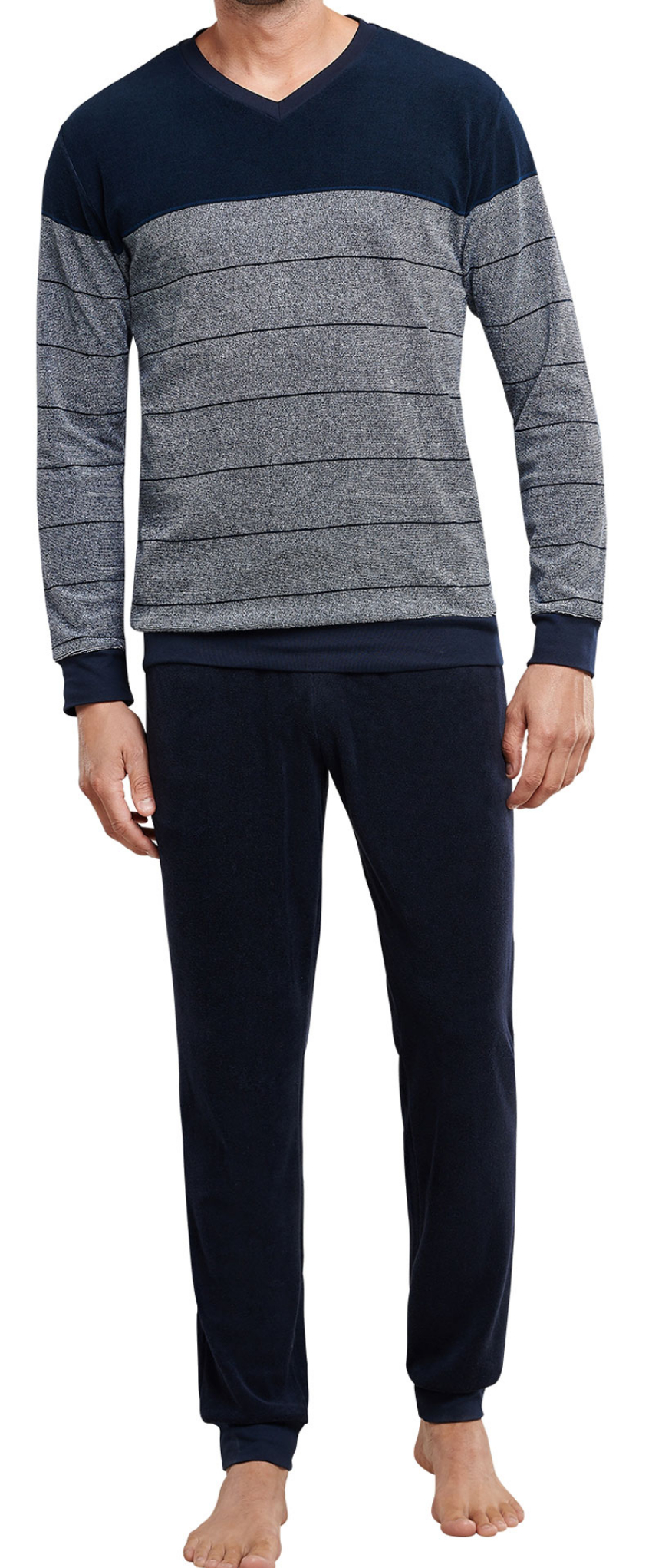 Schiesser Badstof pyjama met boorden