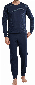 Schiesser Heren pyjama met boord blauw