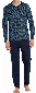 Schiesser Heren pyjama met V-hals blauw