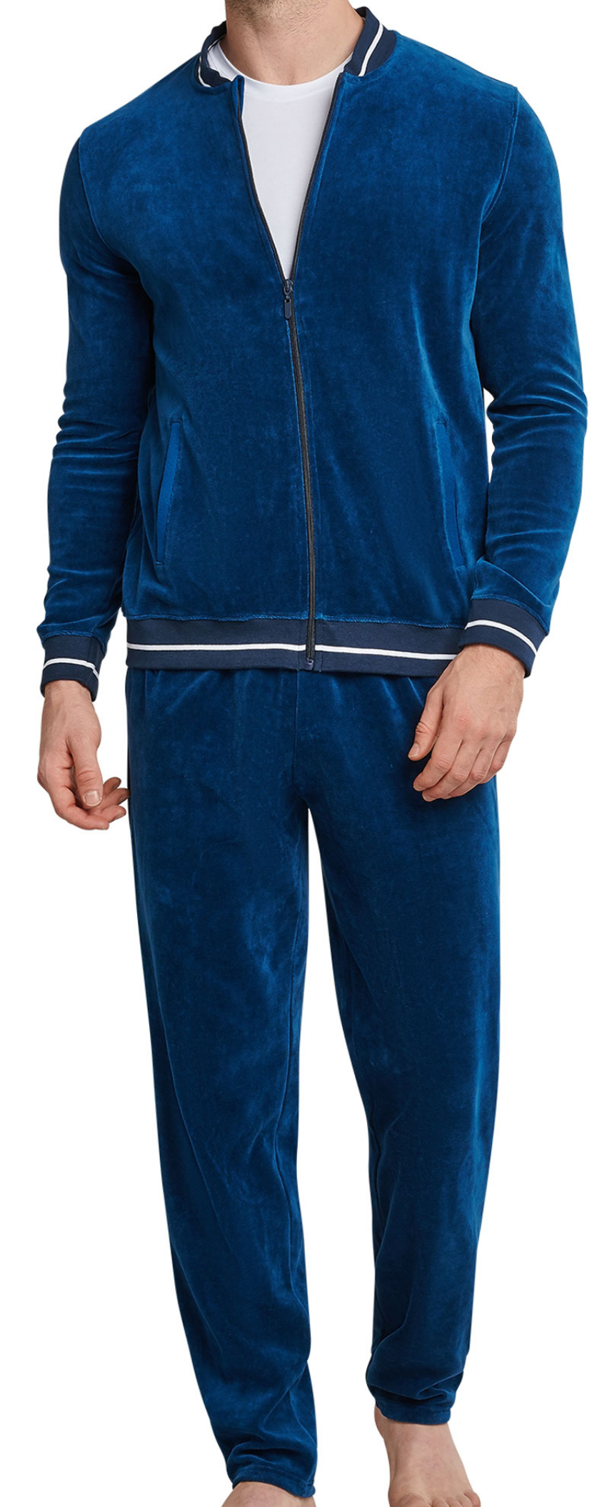 Schiesser Huispak heren velours blauw