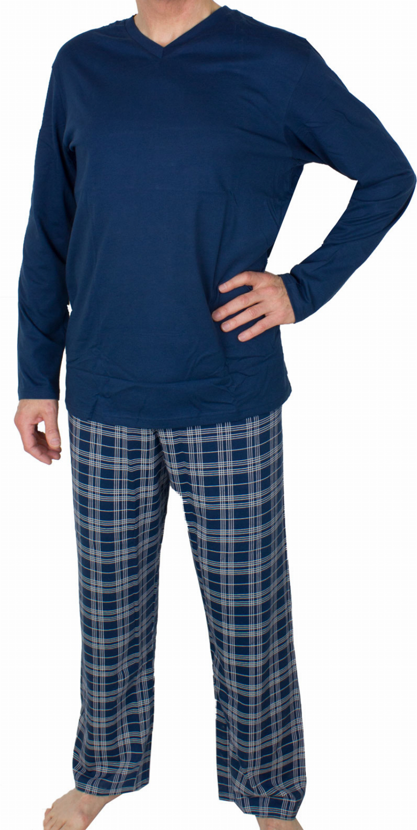 Schiesser Pyjama ruitje met V-hals