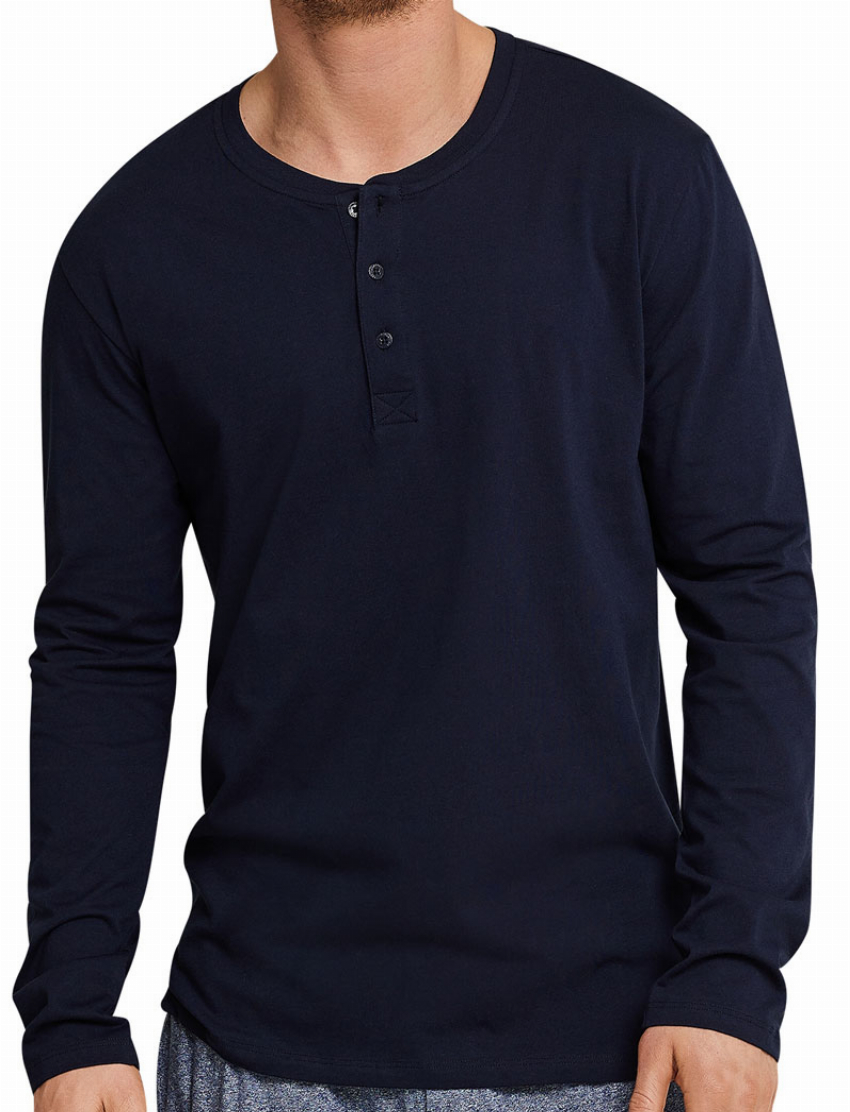 Schiesser Pyjamashirt lange mouw met knoop