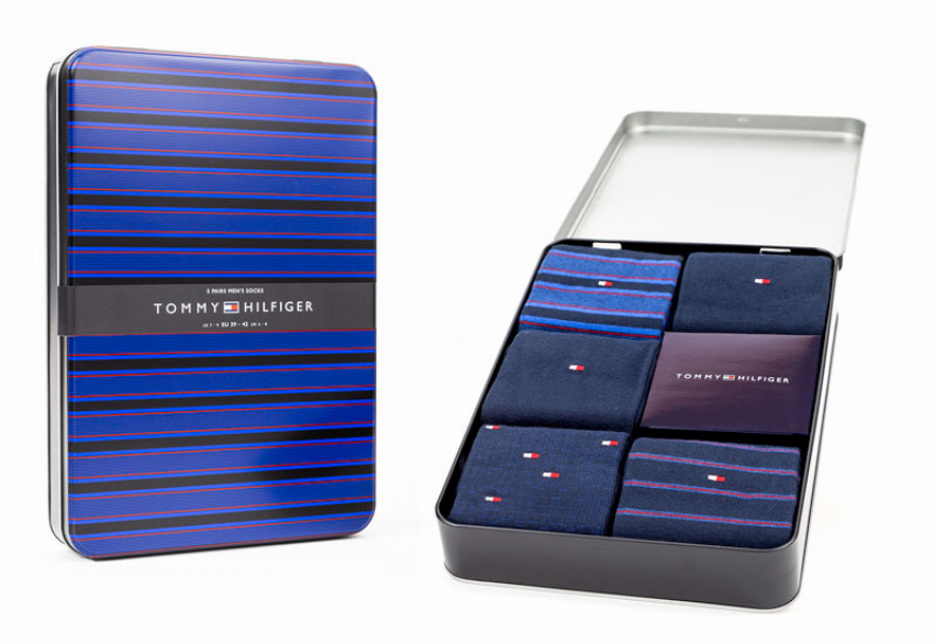 Tommy Hilfiger Giftbox sokken Fine stripe 5-paar blauw