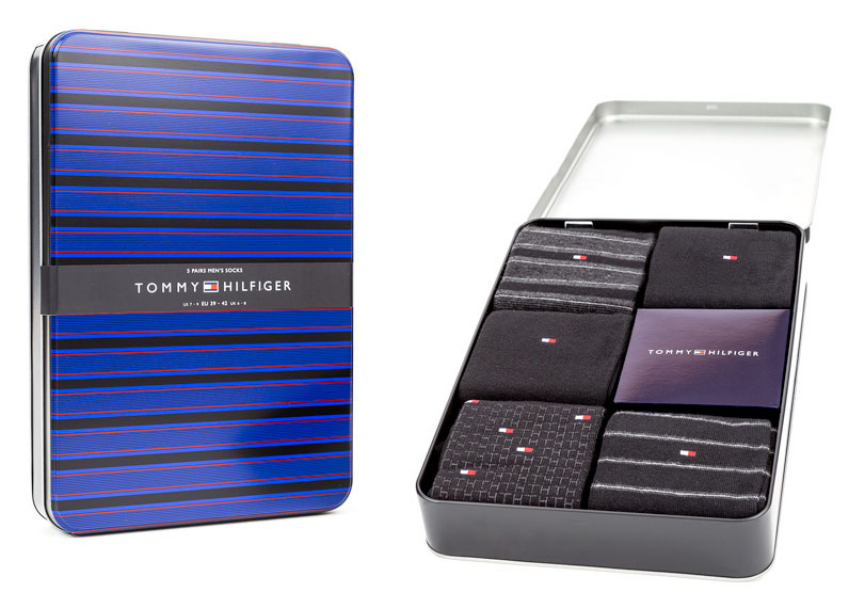 Tommy Hilfiger Giftbox sokken Fine stripe 5-paar zwart