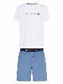 Tommy Hilfiger Shortama - Woven Set Blauw Wit