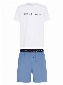 Tommy Hilfiger Shortama - Woven Set Blauw Wit
