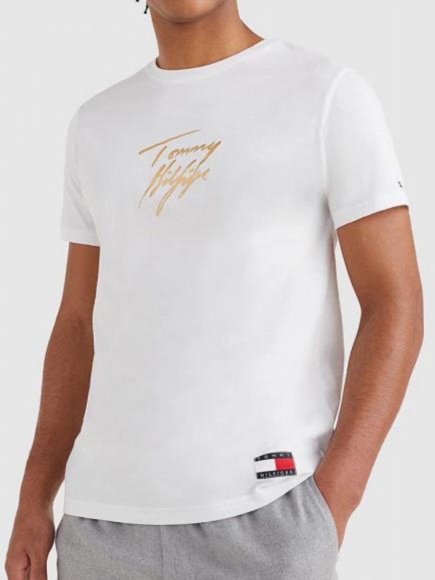 Tommy Hilfiger T-shirt - Crew Neck - Logo pale goud