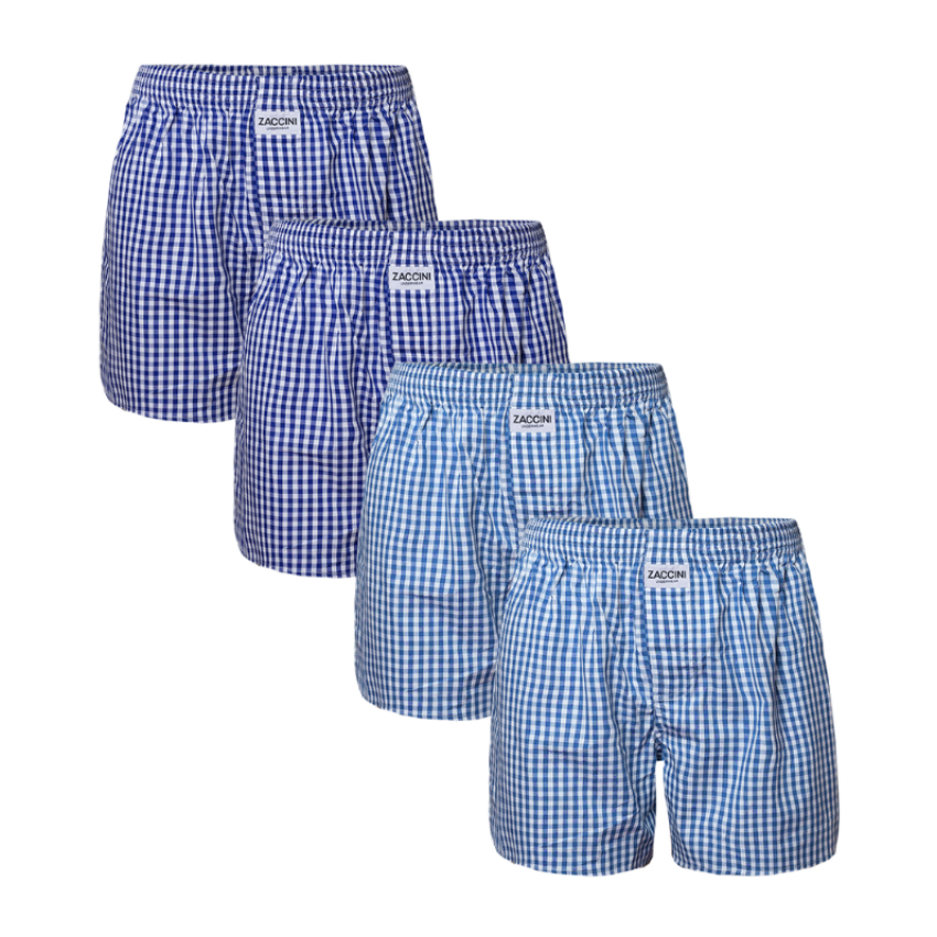 Zaccini 4-pack woven boxershorts - navy lichtblauw