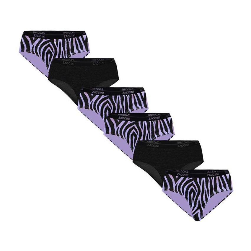 Zaccini 6-pack dames hipsters zwart lila
