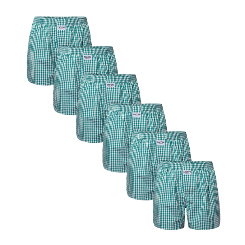Zaccini 6-pack woven boxershorts - groen