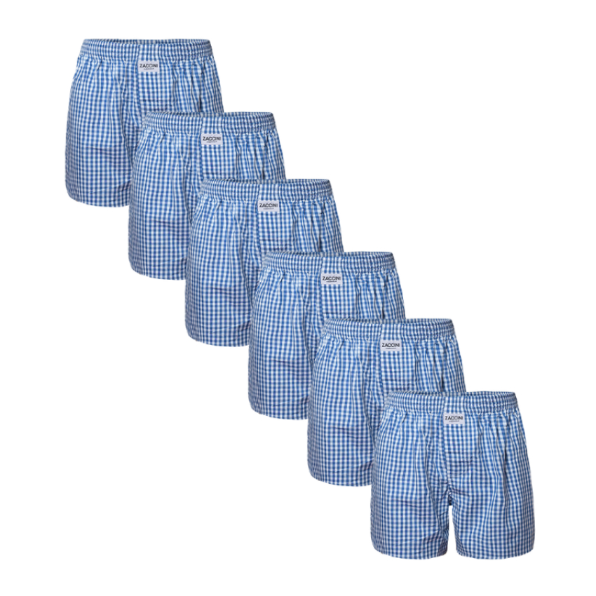 Zaccini 6-pack woven boxershorts - lichtblauw
